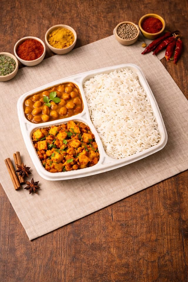 Rice with chana and paneer