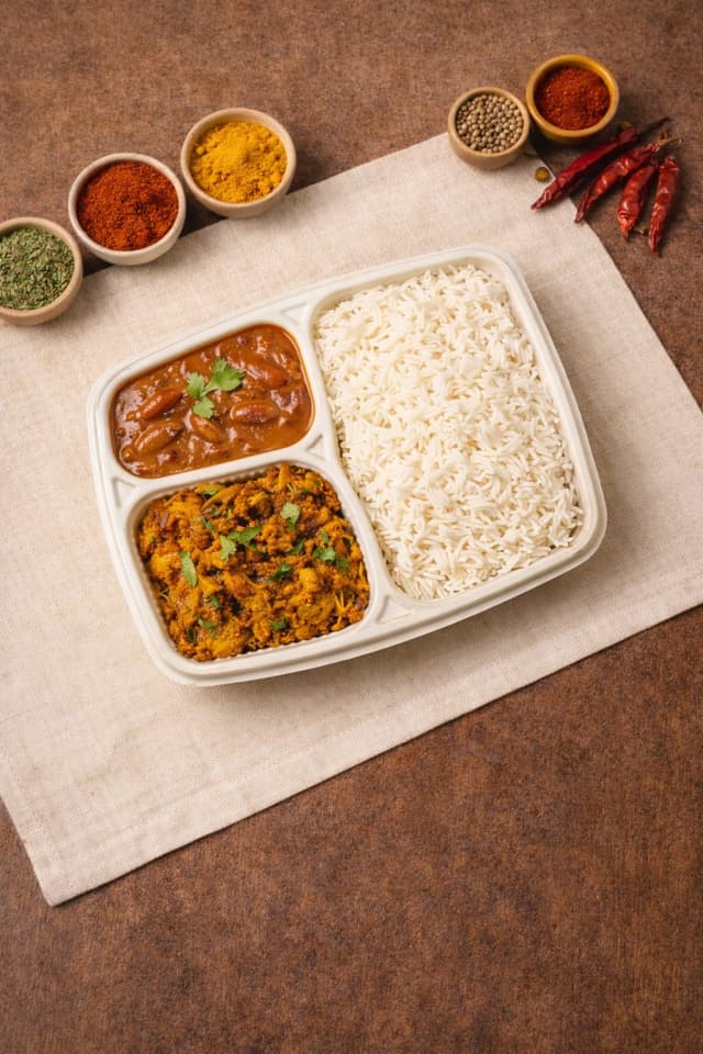 Rice with rajma and sabzi