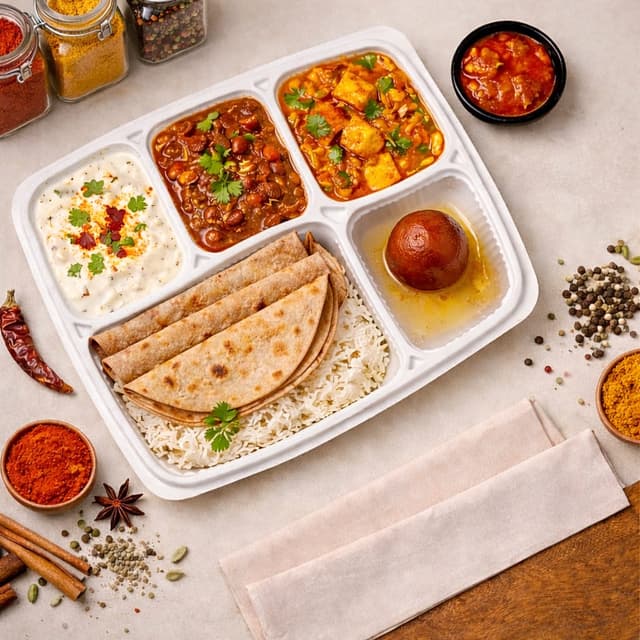 Full thali with gulab jamun